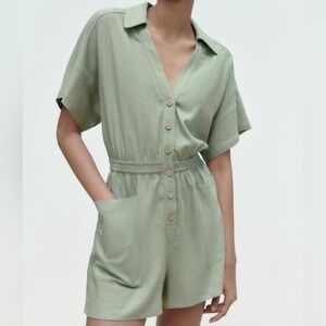 Zara Green Short Sleeve Romper
